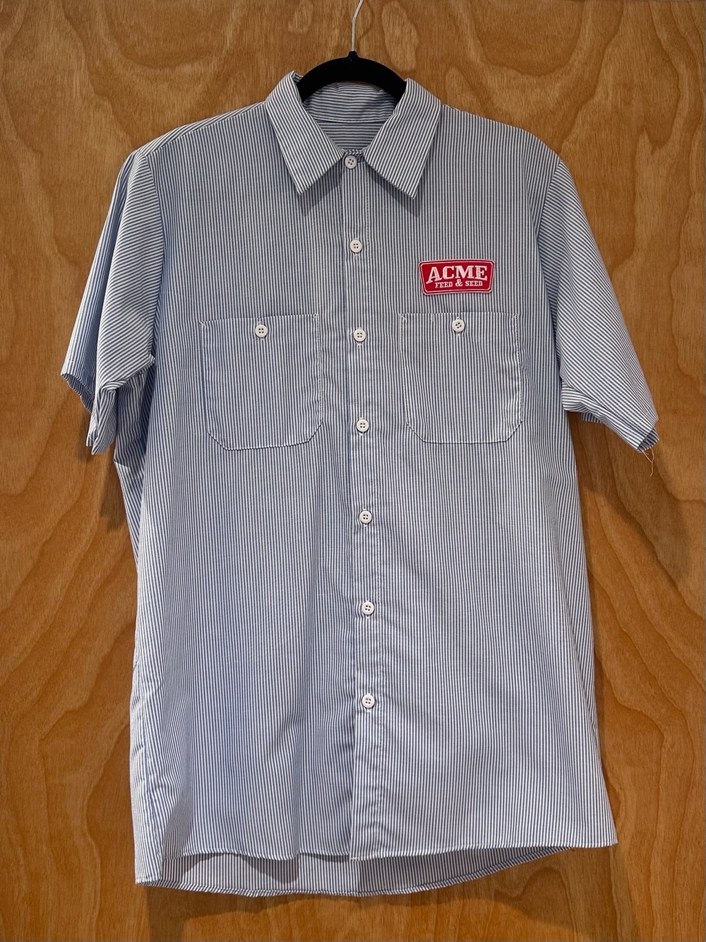 NWOT ACME Crew Short-Sleeve Blue Stripe Vintage Work Shirt